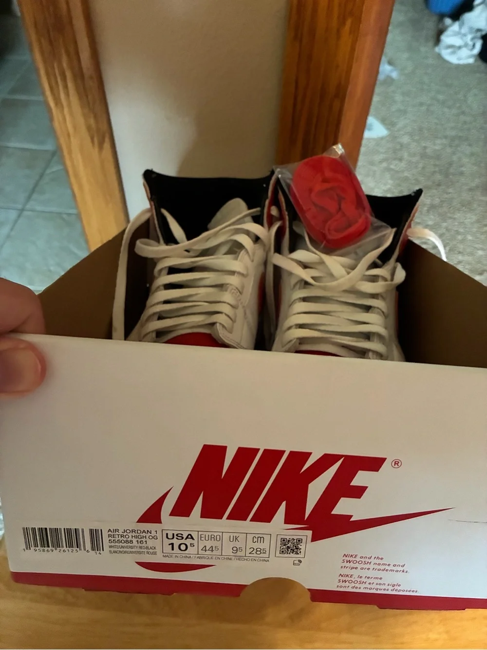 Nike White, Red & Black High-Top Sneakers
